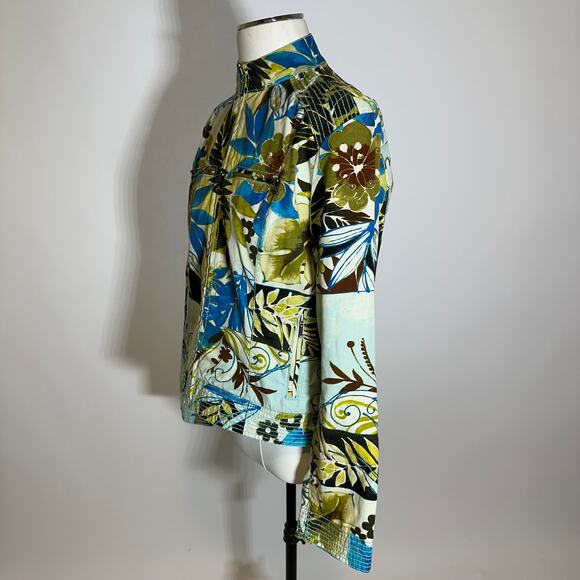 Chicos Multicolor Tropical Print Cotton Jacket Full Zip Womens Size 1 (Medium M) - Picture 4 of 12